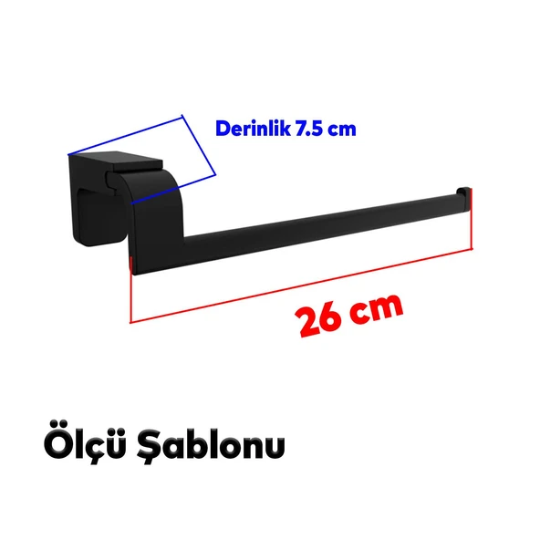 Banyo Kağıt Havluluk Standı Lavabo Mutfak Aparat Uzun Kağıtlık 26 cm Paslanmaz Metal Sağlam Siyah - 2