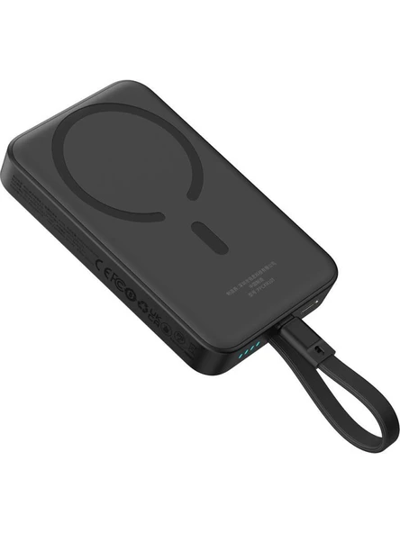 Baseus MgSafe Mini 30 W Siyah 10000 mAh Hızlı Şarj Kablosuz Powerbank Teşhir - Resim 4