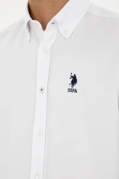 U.s.Polo Assn. Erkek Beyaz Dokuma Gömlek G081GL004 - 6