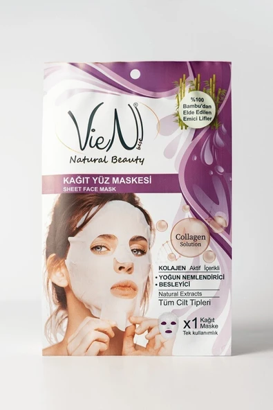 Vien Collagen İçerikli Yoğun Nemlendirici ve Besleyici Kağıt Yüz Maskesi