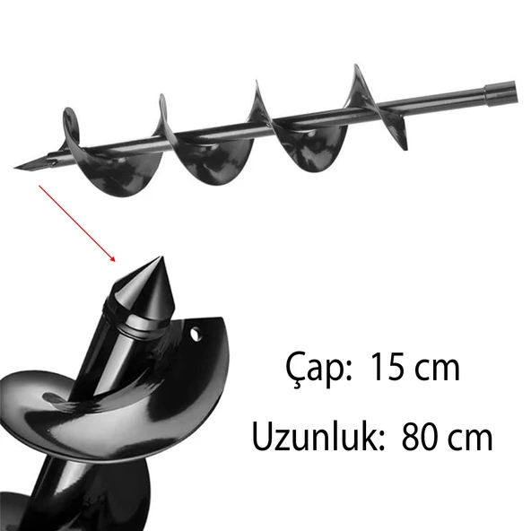 Benzinli Zemin Delme Burgu Makinesi Delik Açma 1.4 KW Fide Dikme Total Toprak Seti 150 mm 800 mm - 2