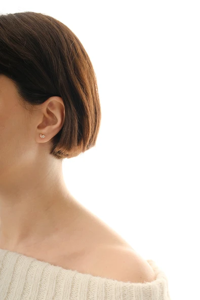 Gümüş rose zirkon taşlı aşkın iki damlası küpe SGTL12827ROSE - Resim 3