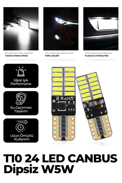 ASTRALED  T10 Dipsiz W5w Canbus 3030 6 Ledli Beyaz Park Plaka Ampülü (2 ADET) T10 Canbus