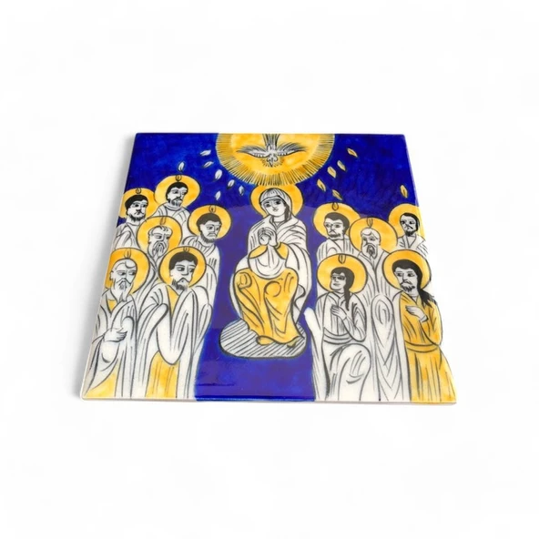 İsa Mesih'in Ölülerden Dirilişi 20x20 cm El Boyama İznik Çini Karo - Resim 4