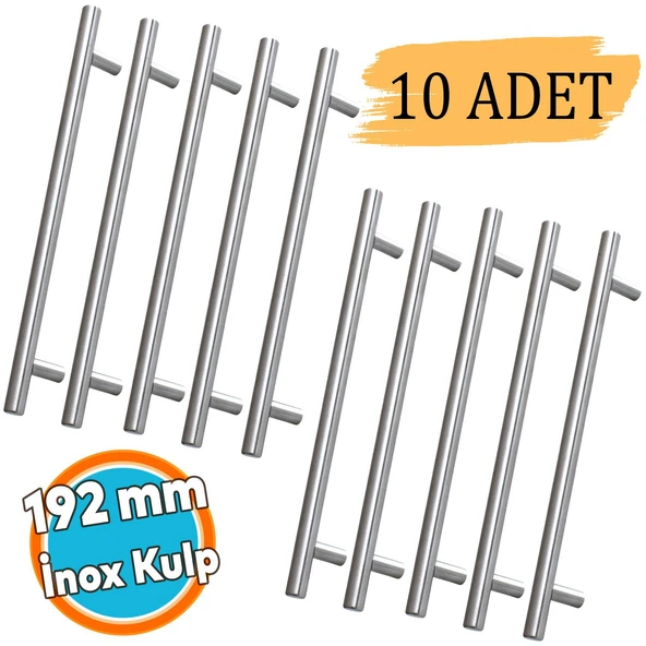 10 Adet İnox Metal Mobilya Mutfak Çekmece Dolap Dolabı Kapak Kulbu Kulpu Kulpları (192 mm - 19.2 cm) ürün görseli
