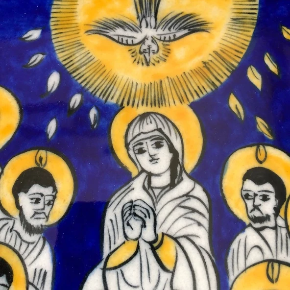 İsa Mesih'in Ölülerden Dirilişi 20x20 cm El Boyama İznik Çini Karo - Resim 3