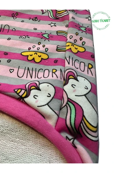Unicorn Desenli Çizgili Pembe Kedi Köpek Kıyafeti Elbisesi XXLarge/XXL/Beden 5 - 3