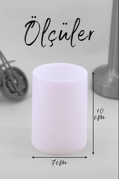 2li Led Mum Kaktüs Bardak Tipi Pilli Dumansız Alevli Dekoratif Yapay Mum Dekor Lambası Işıldak 10 cm - 7