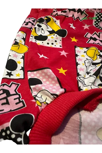Kırmızı Mickey Mouse Desenli Kedi Köpek Kıyafeti Elbisesi Large/L/Beden 3 - 5