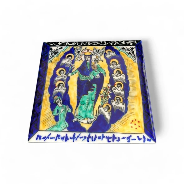 Kutsal Ruhun İnişi 20x20 cm El Boyama İznik Çini Karo - Resim 4