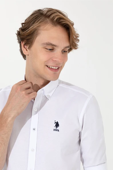U.s.Polo Assn. Erkek Beyaz Dokuma Gömlek G081GL004 - 3