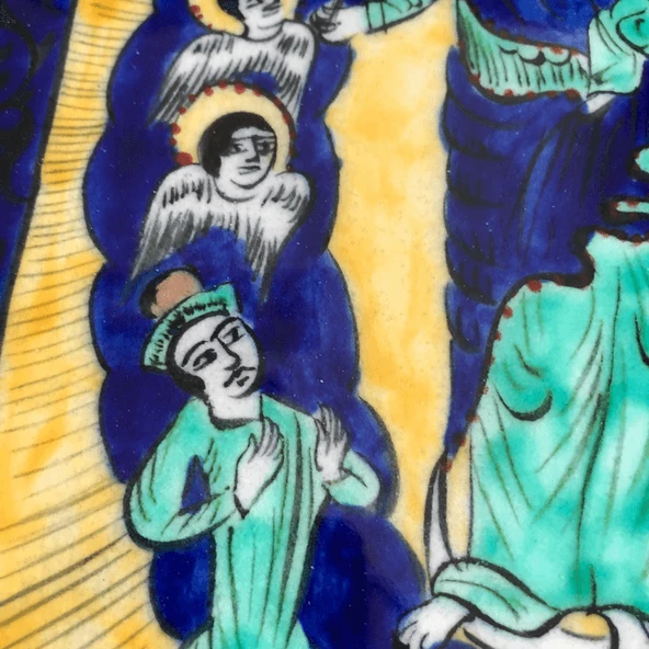 Kutsal Ruhun İnişi 20x20 cm El Boyama İznik Çini Karo - Resim 3