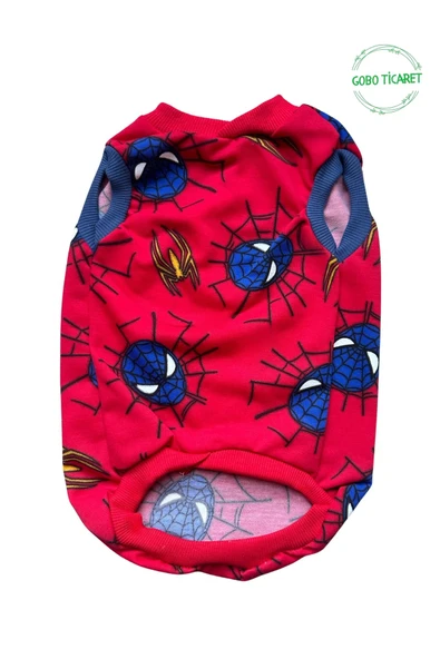 Kırmızı Örümcek Adam Spider Man Desenli Kedi Köpek Kıyafeti Elbisesi Medium/M/Beden 2