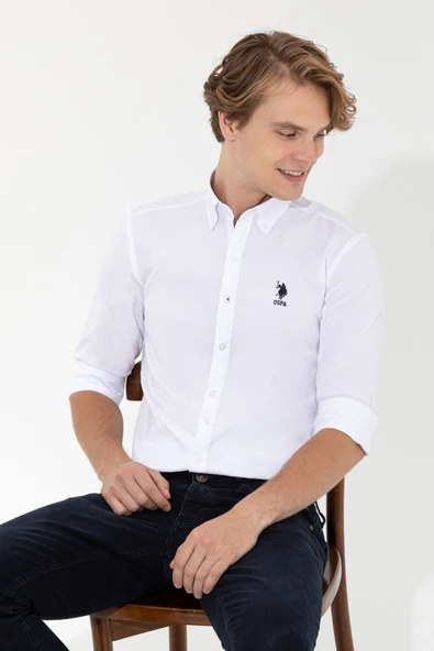 U.s.Polo Assn. Erkek Beyaz Dokuma Gömlek G081GL004 - 2