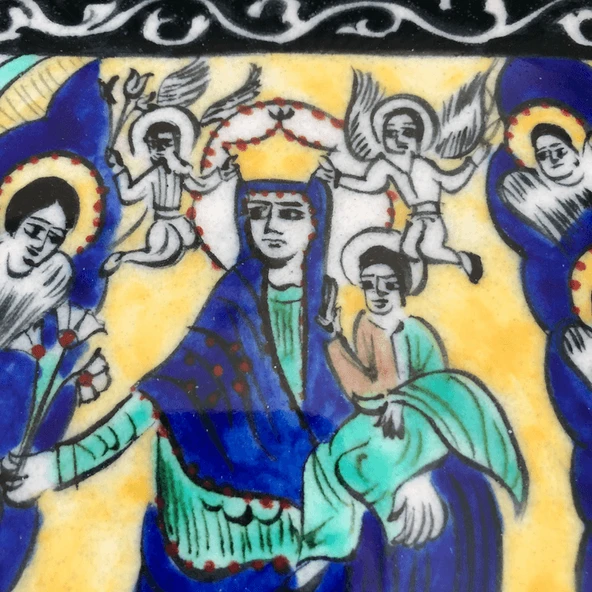 Kutsal Ruhun İnişi 20x20 cm El Boyama İznik Çini Karo - Resim 2