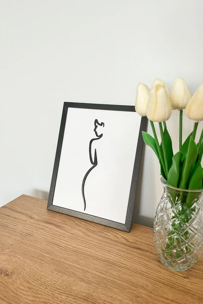 Modern Siyah Çerçeveli Kadın Silüetli Ahşap Tablo | 3D Katmanlı Dekor – 25x20 cm - 4