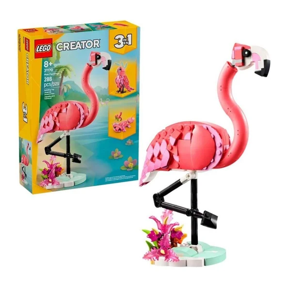 31170 LEGO Creator 3ü1 Arada Vahşi Hayvanlar:pembe Flamingo 288 Parça +8 Yaş