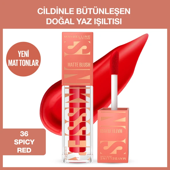 Maybelline New York Sunkisser Hazy Matte Likit Allık  - 36 Spicy Red