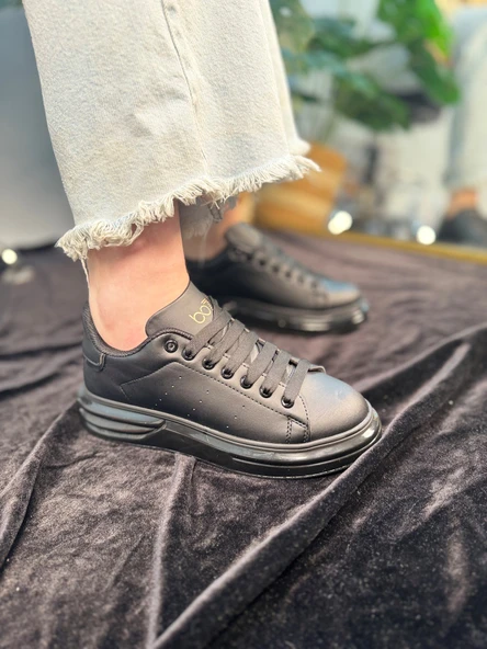 Günlük Unisex Spor Ayakkabı Vegan Deri Bağcıklı Hafif Kalın Yüksek Taban Yürüyüş Sneaker 628 - 2