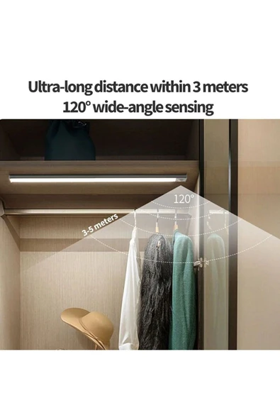 VANCKEY Akıllı Hareket Sensörlü 3 Işık Modlu Lamba Dolap Mutfak Işığı - 40 Led - 40 Cm Usbli-Şarj - 2