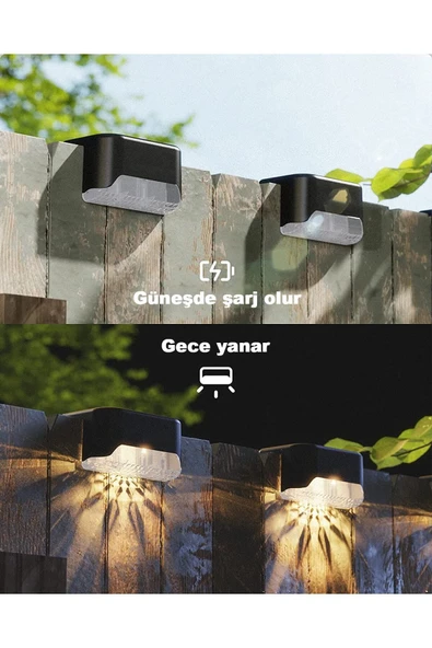 VANCKEY  4 Adet L Solar Led Güneş Enerjili Su Geçirmez Köşebent Led Işık Merdiven Veranda Bahçe Aydınlatma - 7