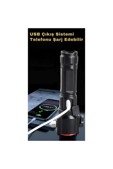 VANCKEY  TG Ledli Usb Şarj İle Çok Fonksiyonlu Yüksek Güç Led El Feneri n powerbank - 5