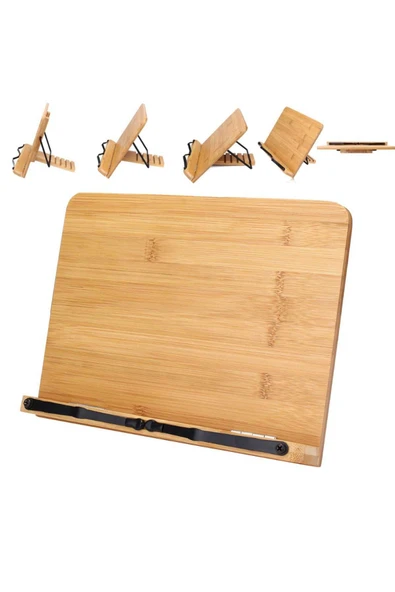 VANCKEY  Rahle Bambu Ahşap Katlanabilir Kitap Okuma Standı - Kuran Okuma Kitap-tablet -5 Kademeli - 2