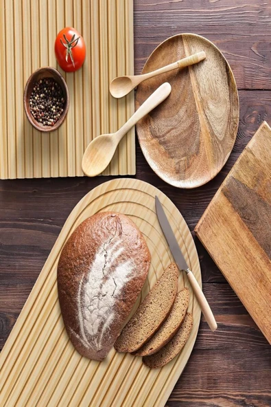 VANCKEY  1 Adet Dekoratif Bambu  Kesme Tahtası Gökkuşağı Şekilli Bambu Servis Tahtası Ev Mutfak Dekorasyonu - 4