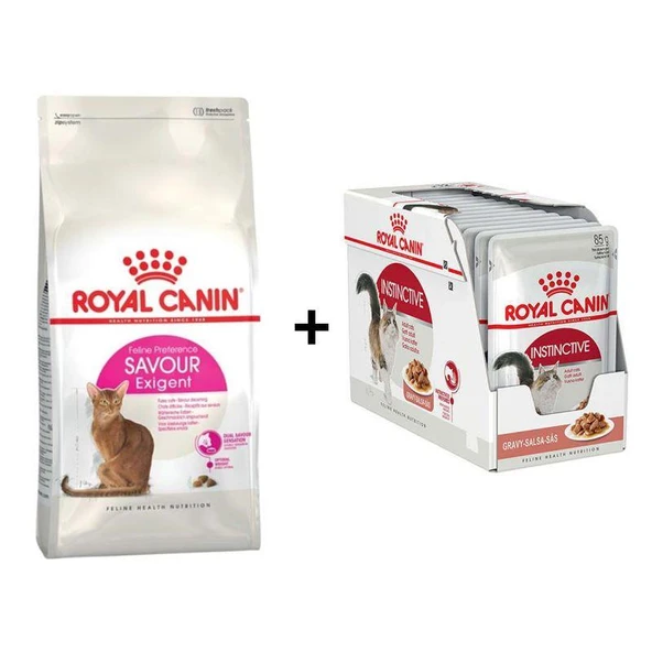 Royal Canin Savour Exigent  Kuru Kedi Maması 10 Kg + 12 Adet Royal Canin Instinctive Gravy Yaş Kedi Maması 85 gr ürün görseli 1