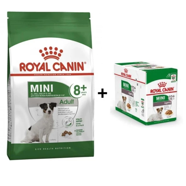 Royal Canin Mini Adult +8 Yaş Yaşlı Köpek Maması 2 kg + 12 Adet Yaş Mama
