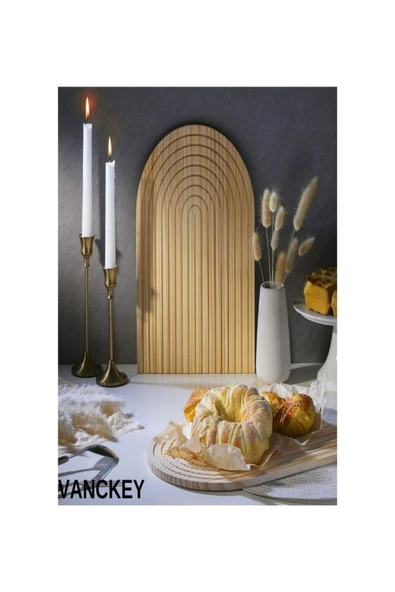 VANCKEY  1 Adet Dekoratif Bambu  Kesme Tahtası Gökkuşağı Şekilli Bambu Servis Tahtası Ev Mutfak Dekorasyonu - 3