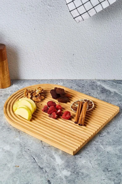 VANCKEY  1 Adet Dekoratif Bambu  Kesme Tahtası Gökkuşağı Şekilli Bambu Servis Tahtası Ev Mutfak Dekorasyonu - 2