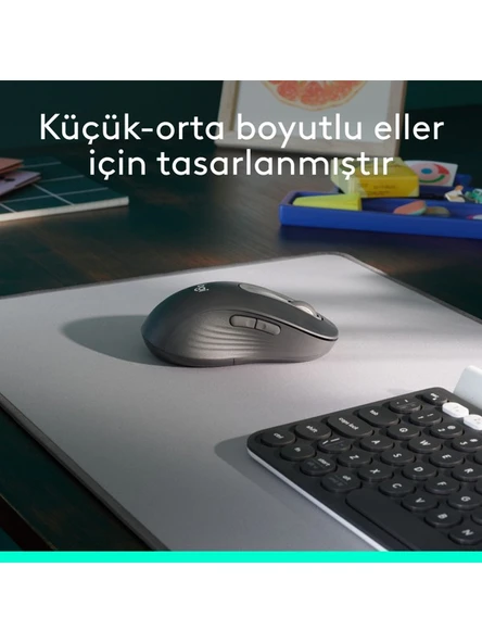 Logitech Signature M650 Büyük Boy Sol El Için Sessiz Kablosuz Mouse - Beyaz - 9