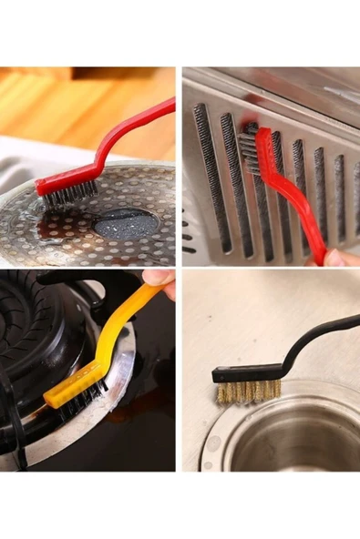 VANCKEY  3 Adet Ocak Fırın Mangal Izgara Airfryer Temizliği Tel Pas Sökme Fırçası 3lü Yağ Temizleme Fırçası - 3