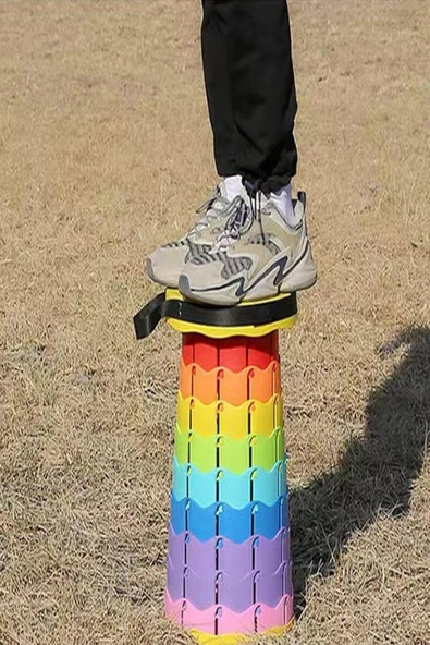 VANCKEY  Portatif Katlanabilir Taşınabilir Kademeli Tabure Teleskopik Renkli Tabure ( Renk Karışık) - Resim 2