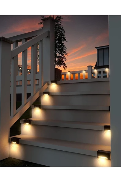 VANCKEY  4 Adet L Solar Led Güneş Enerjili Su Geçirmez Köşebent Led Işık Merdiven Veranda Bahçe Aydınlatma - 5
