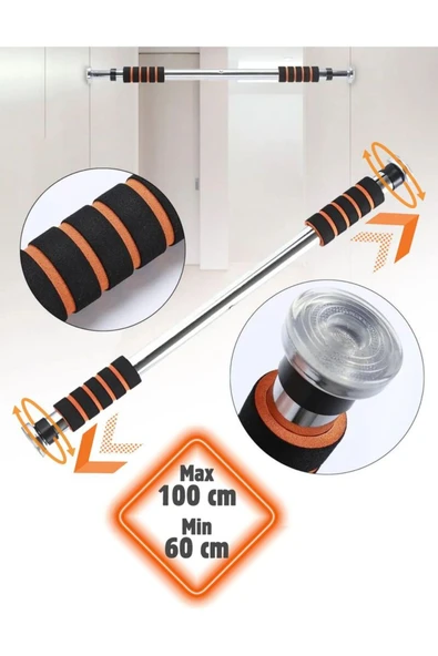 VANCKEY  Barfiks Demiri Kapı Barı Koridor 60-100cm Koridor Barfiksi Barfix Spor Aleti Demiri Barfiks Çubuğu - 2