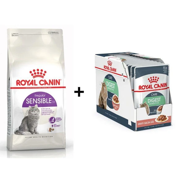 Royal Canin Sensible 33 Kuru Kedi Maması 15 kg + 12 Adet Royal Canin Digest Sensitive Konserve Kedi Maması 85 Gr ürün görseli 1