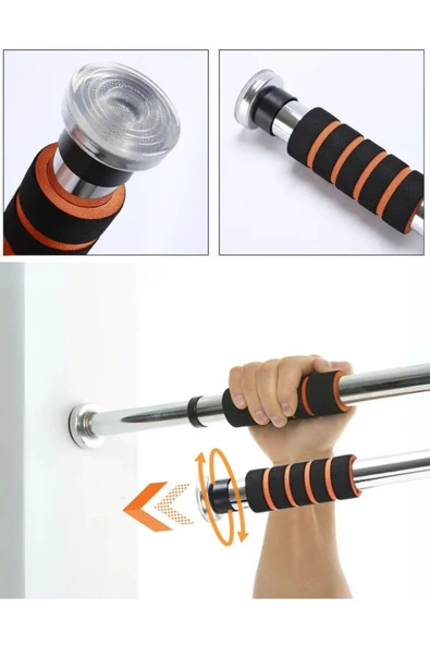VANCKEY  Barfiks Demiri Kapı Barı Koridor 60-100cm Koridor Barfiksi Barfix Spor Aleti Demiri Barfiks Çubuğu - 3
