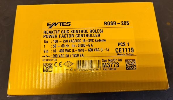 Entes RGSR-20S Reaktif Güç Kontrol Rölesi 16+SVC Kademeli M3773 - 2