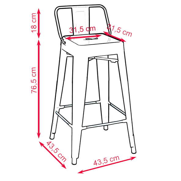 Tolix Sırtlı Metal Bar - 9