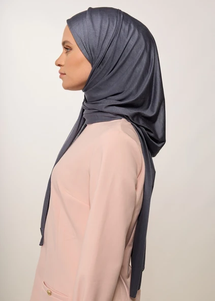 Tesettür Şal - Antrasit Penye - Resim 4