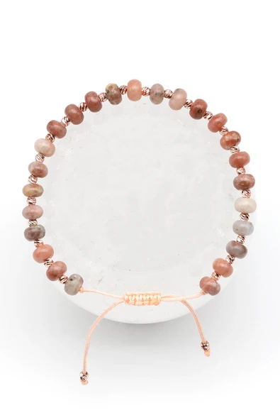 Ay Taşı Doğal Taş Makrome Örme Bileklik Rondel Kesim ürün görseli