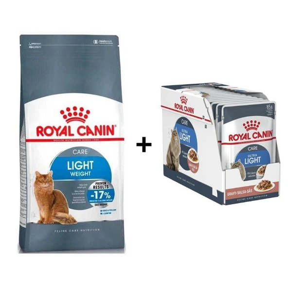 Royal Canin Light Weight Kedi Maması 8 Kg + 12 Adet Royal Canin Ultra Light Yetişkin Kedi Maması 85 Gr ürün görseli