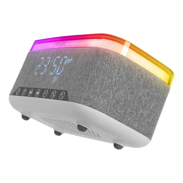 Mikado MD-W8 1200mAh 10W Gri Bluetooth-Usb-Kablosuz Şarj RGB-Gece Lambası Özellikli Alarmlı Saat Speaker - 3