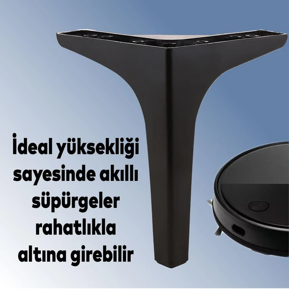 Mobilya Kanepe Sehpa TV Ünitesi Koltuk Ayağı 17 cm Siyah Baza Ayak 4 Adet - 4