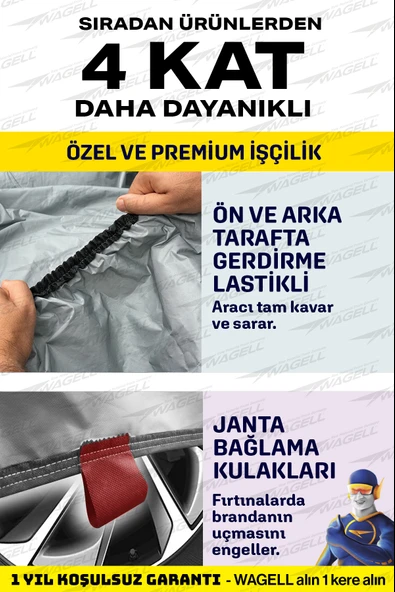 Budge   BMW 2 Serisi Active Tourer Uyumlu PROMAX X400 Miflonlu Araba Brandası - Oto Çadır Örtü - 7