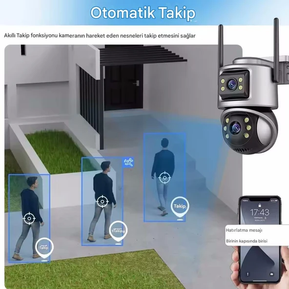 ViVa232 Wifi 6mp Dual Lens Ip 360° Akıllı Güvenlik Kamerası 128 GB Hareketli Kablosuz Gece Görüşü Kişi Takibi Türkçe Sesli Görüşme Dış Iç Kamera - 3