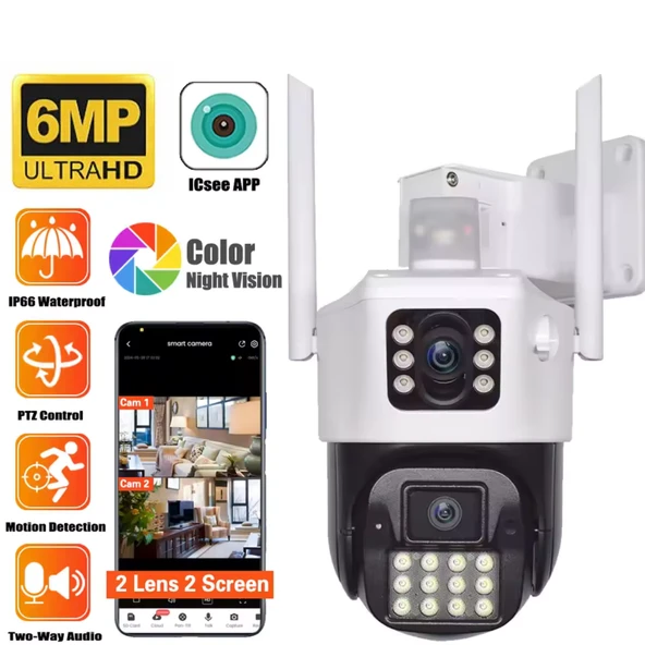O-Kam 6015 Wifi 6mp Dual Lens Ip Güvenlik Kamerası 128 GB| Hareketli Kablosuz, Gece Görüşü, Kişi Takibi, Türkçe Sesli Görüşme Dış Iç Kamera