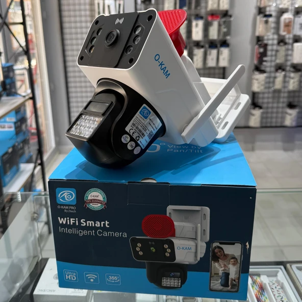 WİFİ 6MP IP Güvenlik Kamerası 128 GB | Hareketli Kablosuz, Gece Görüşü, Kişi Takibi, Türkçe Sesli Görüşme Dış iç Kamera O-Kam 3041